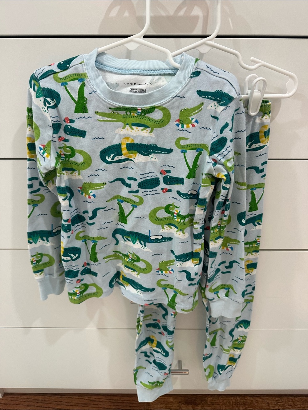Janie and Jack Light Blue Crocodile Print Boys Pajamas Size 7
